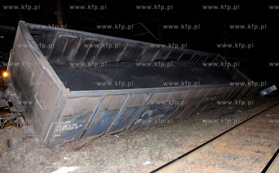 Gdansk, Wrzeszcz. Wykolejenie 8 wagonow z weglem, pociagu...