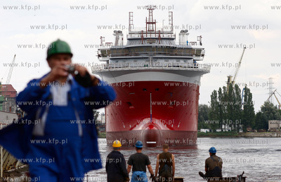Stocznia Gdansk. Wodowanie specjalistycznego statku...