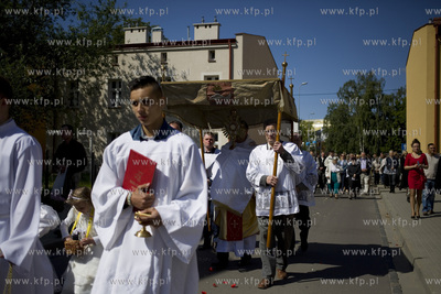 Procesja Bozego Ciala w gdanskiej dzielnicy Letnica....