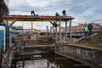 Budowa automatycznych czyszczarek nad kanałem Raduni...