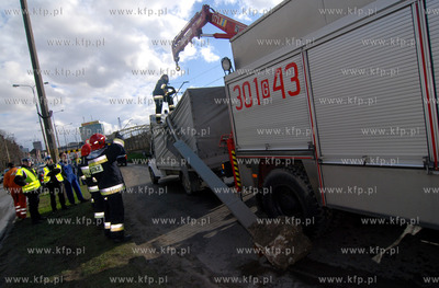 Gdansk Stocznia. Samochod dostawczy wjezdzajac na wiaduk...