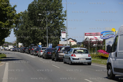 Korek na drodze Puck-Władysławowo na wjeździe do...