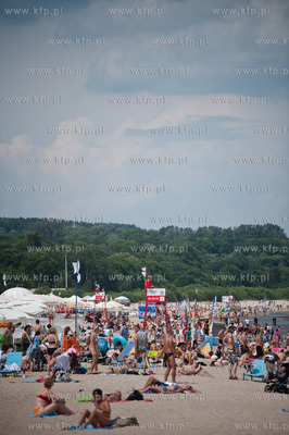 Sopot. Tlumy turystow, podczas slonecznego i goracego...