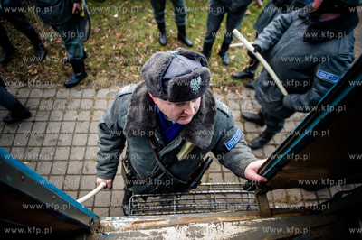 Gdansk. Teren przez Historyczna Sala BHP. Inscenizacja...