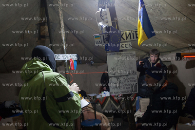 6.12.2013 Lwow, Ukraina NZ Studenci w miasteczku namiotowym....