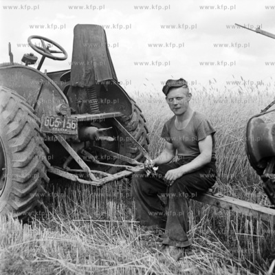 Przerwa sniadaniowa podczas zniw. 1958 00006649z Fot....