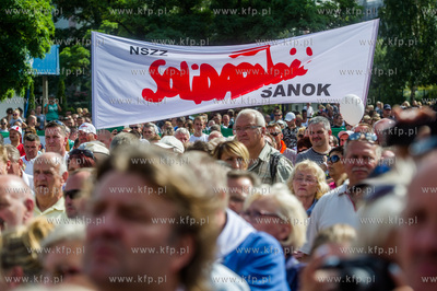 Gdansk. Plac Solidarnosci. Pokojowa manifestacja zwiazkowcow,...