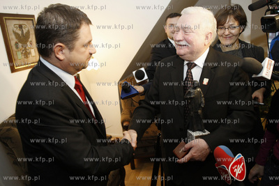 Gdansk. Biuro Lecha Walesy. Spotkanie Przewodniczacego...