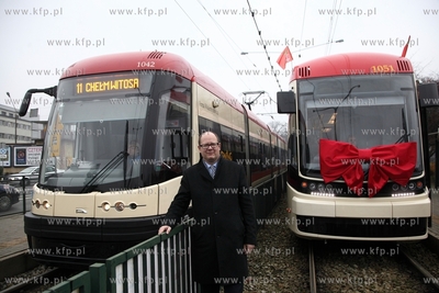 Gdansk. Prezentacja nowego tramwaju PESA Jazz Duo....