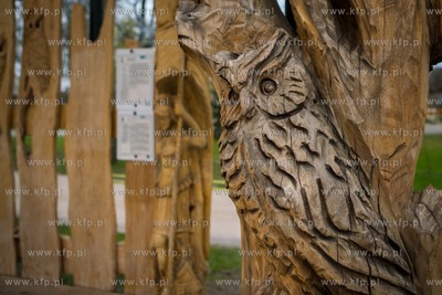 Rzeźbiony przystanek autobusowy w Bolszewie, gmina...