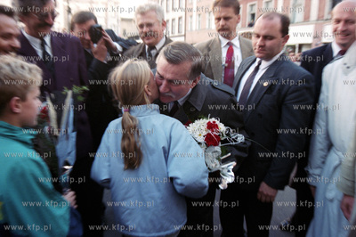 Wizyta prezydenta Lecha Walesy w Koscierzynie na Kaszubach...