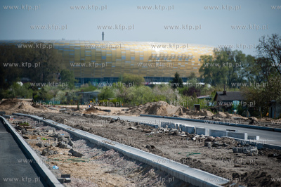 Gdansk. Budowa ulic i torowisk na ul Hallera i Uczniowskiej,...