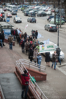 Gdansk. Protest zwiazkow zawodowych Szpitala Specjalistycznego...