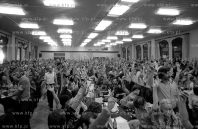 Strajk w Stoczni Gdanskiej im Lenina. Nz. obrady Komitetu...