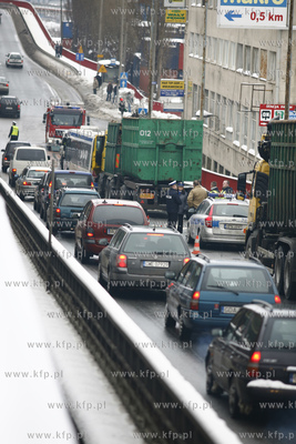 Utrudnienia na zjezdzie z estakady na ulice Hutnicza...