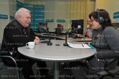 Lech Walesa w Radiu Gdansk. 27.03.2013 Nz. Lech Walesa...