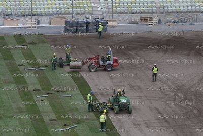 Gdansk Letnica. Budowa stadionu pilkarskiego PGE Arena....