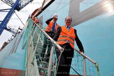 Terminal DCT w Gdansku. Prezydent Lech Walesa, z Prezydentem...