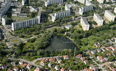 Gdansk Zabianka z lotu ptaka. Po lewej skrzyzowanie...