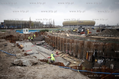 Prace przy budowie wezla drogowego przy ul. Marynarki...