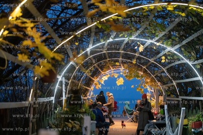 Sopot. Tlumy ludzi spacerują po plaży. 14.11.2020...