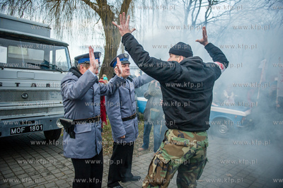 Gdansk. Teren przez Historyczna Sala BHP. Inscenizacja...