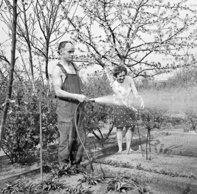 Rodzina w ogrodku dzialkowym w Gdansku . 7.05.1973...