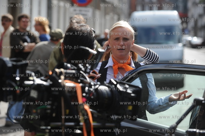 Gdansk, ul. Ogarna. Zdjecia z planu filmu "Milion Dolarow"w...