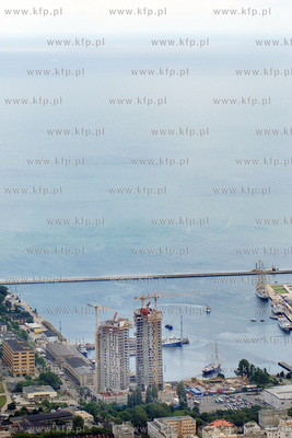 Gdynia z lotu ptaka. Nz. Budowa drapacza chmur  "Sea...