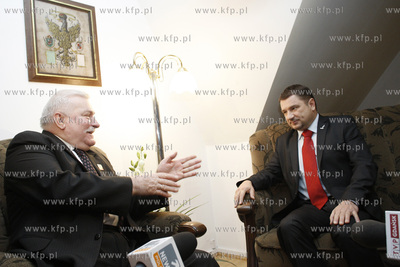Gdansk. Biuro Lecha Walesy. Spotkanie Przewodniczacego...