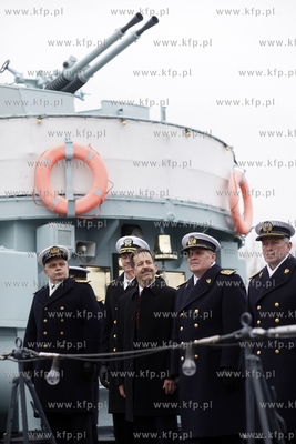 Gdynia. ORP Blyskawica. Wizyta ambasadora Stanow Zjednoczonych...