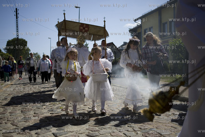 Procesja Bozego Ciala w gdanskiej dzielnicy Letnica....