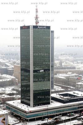 Panorama zimowej Warszawy - widok z Palacu Kultury...