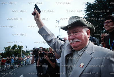 Pierwszy Maraton Sierpniowy w Gdansku. Nz. Lech Walesa...