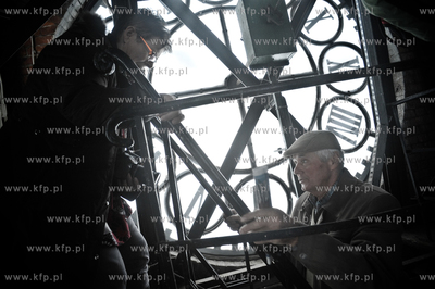 Zwiedzanie wiezy Dworca Glownego w Gdansku. Podczas...