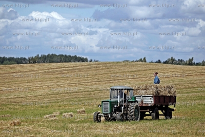 Rolnicy zbieraja slome na polu w Sztumie. 09.08.2012...