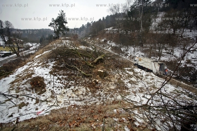Gdansk. Wycinka drzew na trasie budowanej Kolei Metropolitalnej...