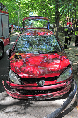Sopot. Ul. Sepia. Wypadek samochodu Peugeot 206.  Samochod...