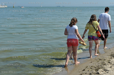 Sopot. Plaza. Zakaz kapieli w wodach Zatoki Gdanskiej...