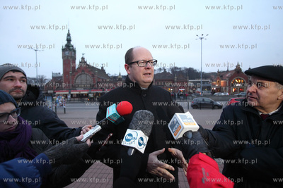 Briefing prasowy, na ktorym kandydat na prezydenta
Gdanska...