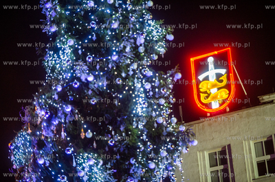Gdynia. Swiateczna choinka ustawiona przed Urzedem...