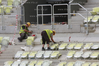Gdansk Letnica. Budowa stadionu pilkarskiego PGE Arena....