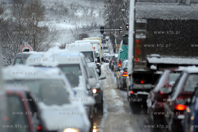 Wiosna . Gdansk zasypany sniegiem, sparalizowany ruch...