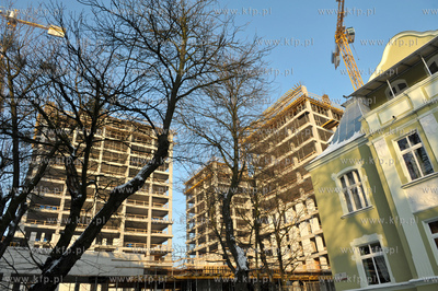 Gdansk - Wrzeszcz. Budowa Quattro Towers, widok od....