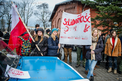 Gdansk. Teren przez Historyczna Sala BHP. Inscenizacja...