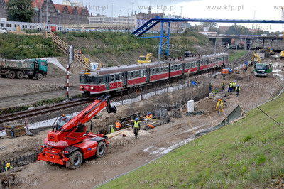 Gdansk. Prace budowlane przy budowie nowego przystanku...