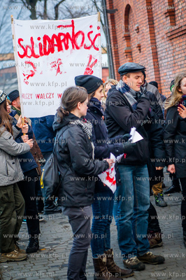 Gdansk. Teren przez Historyczna Sala BHP. Inscenizacja...
