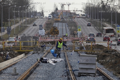 Budowa linii tramwajowej na gdańskiej Morenie. 25.02.2015...