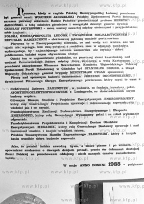 Akt erekcyjnego - kamnien wegielny pod budowe elektrowni...