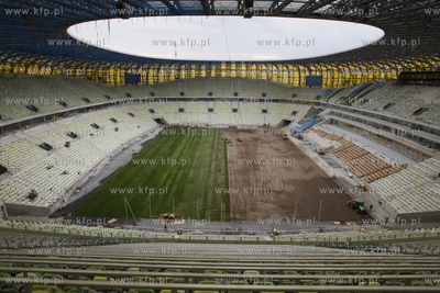 Gdansk Letnica. Budowa stadionu pilkarskiego PGE Arena....
